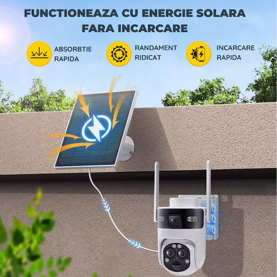 Cameră Supraveghere Taggo Conexiune 4G Rezoluție 6MP Zoom 15x Încărcare Solară Exterior 3 Lentile Vedere Nocturnă
