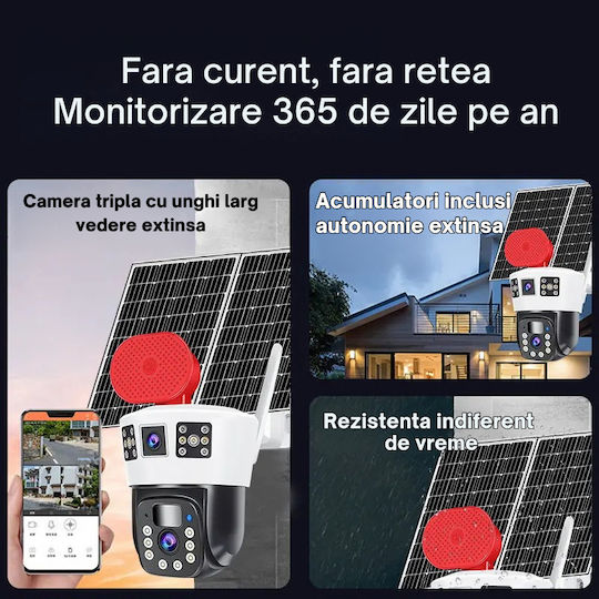 Cameră de Supraveghere 4G 6K Ultra HD Cameră Dublă 12MP Panou Solar 20W Încărcare Rotire Controlată prin Aplicație Impermeabilă IP66