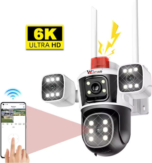 Wifi 6k Surveillance Camera 12mp 3 Lenses App Control Two-way Communication Auto Tracking Multi Lens