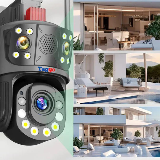Wi-Fi 4K Камера За Наблюдение 100x Увеличение 3 Обектива Управление С Приложение Откриване На Хора Ip66 Водоустойчива