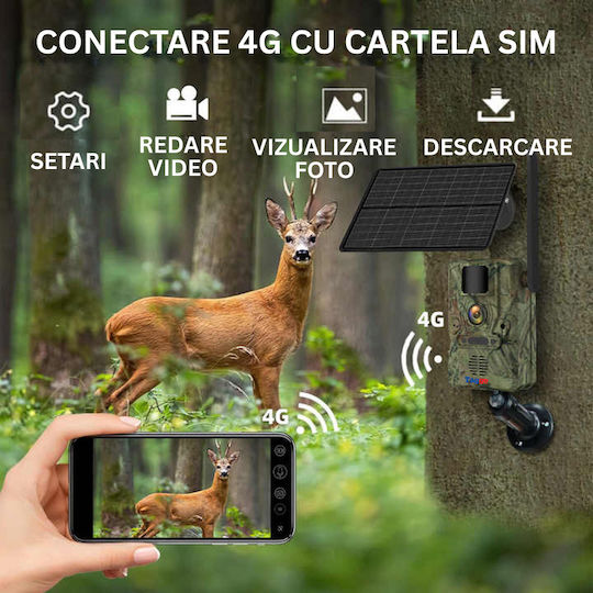 Cameră de Supraveghere Solară 4G GPS 16MP Foto 4MP Video Panou Solar 4W Baterie 7800mAh Detecție Mișcare Audio Bidirecțional IP65