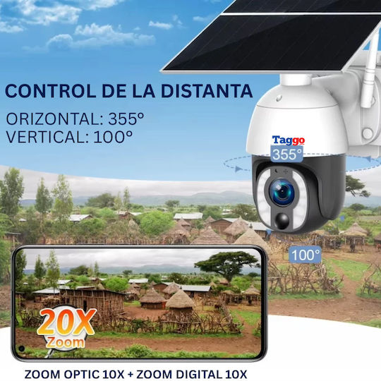 Cameră de Supraveghere Panou Solar 8MP Conexiune Cartelă SIM 4G Zoom Optic 20x Comunicare Bidirecțională