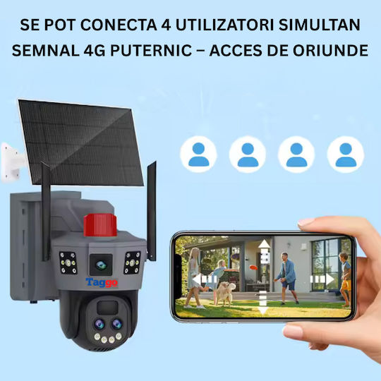 Cameră de Supraveghere Solară 4G 12MP Trei Lentile Zoom 10x Impermeabilă IP66