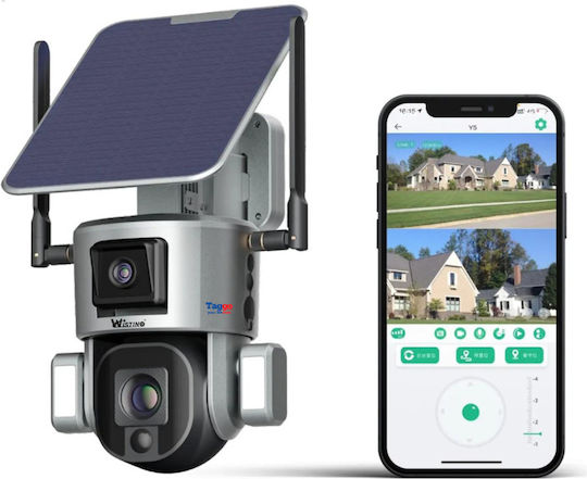 Cameră de Supraveghere Wireless de Exterior 4K Ultra HD Cameră Dublă 4MP+4MP Zoom Optic 10x Încărcare Solară Rotire Controlată prin Aplicație IP66 Rezistentă la Apă