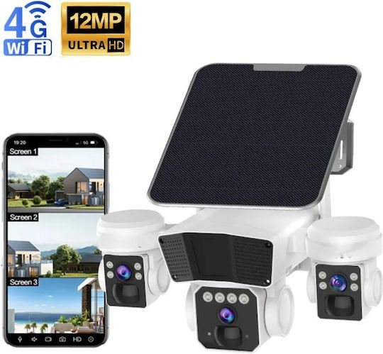 Cameră Crocodil 4G Solară cu Mai Multe Lentile 12MP Panou Solar 10W Stocare Cloud SD IP66 Rezistentă la Apă Urmărire Persoană