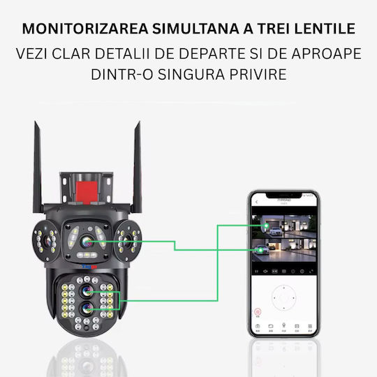 4g Surveillance Camera Sim Card 10x Zoom 3 Screens 4k Resolution Human Detection Auto Tracking Ip66
