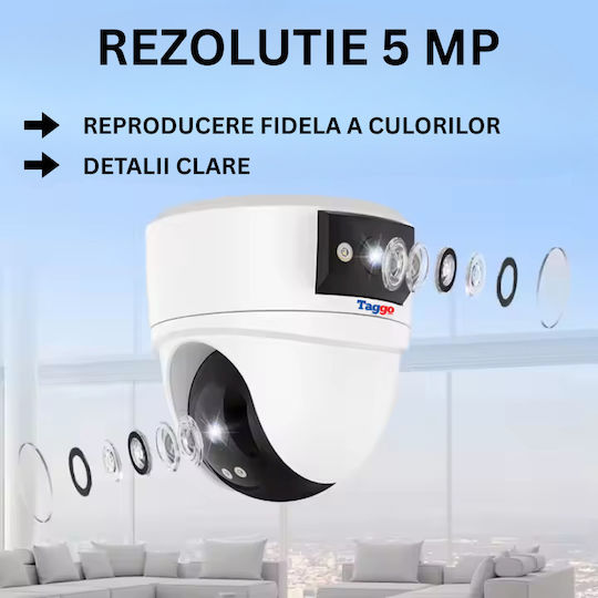 Wifi Surveillance Camera 5mp Resolution Human Detection Automatic Tracking Dual Lenses Two-way Communication