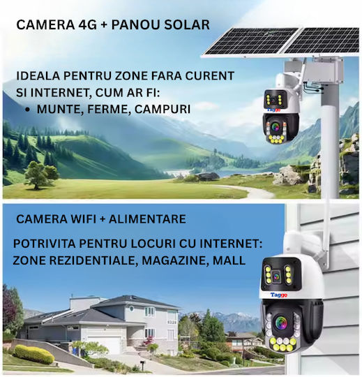 Cameră Supraveghere Conexiune Wi-Fi 8MP 4K Zoom Optic 50x Vedere Nocturnă Color