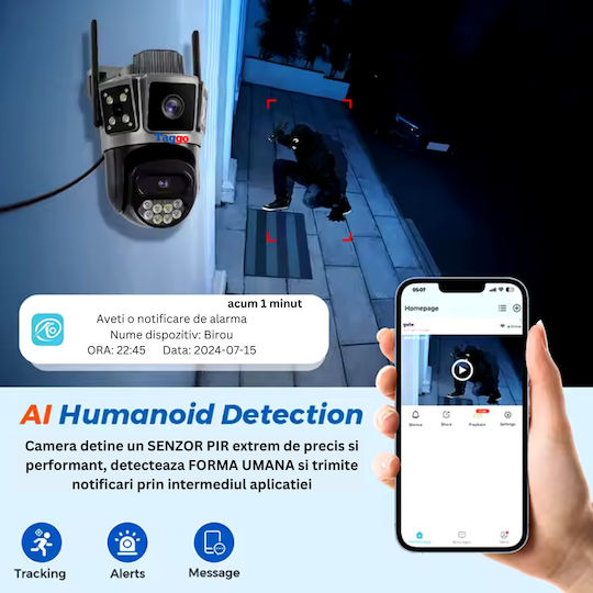 Wifi 6k Surveillance Camera 10mp 3 Screens Automatic Tracking App Control Waterproof Full Color
