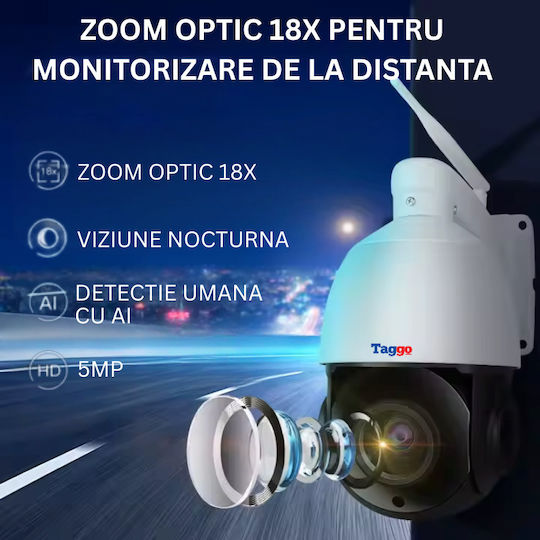 Wi-Fi Surveillance Camera 5MP 18x Optical Zoom Motion Detection IP66
