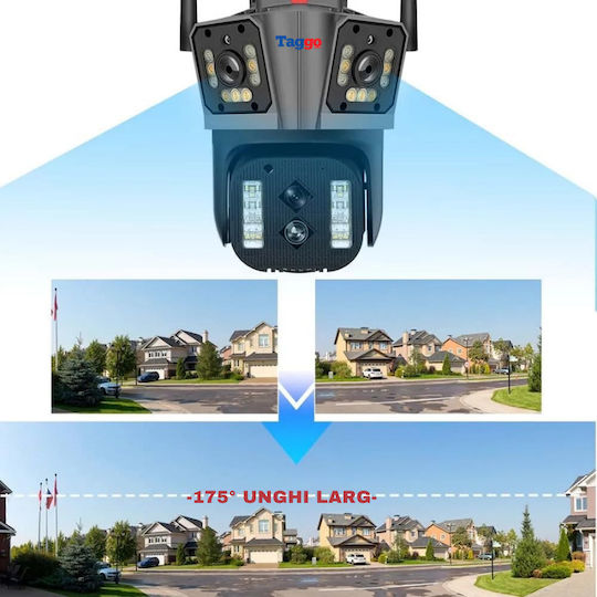 Cameră de Supraveghere Zoom 10x Wi-Fi 8k 16mp 4 Lentile Control prin Aplicație Comunicare Bidirecțională Urmărire Automată