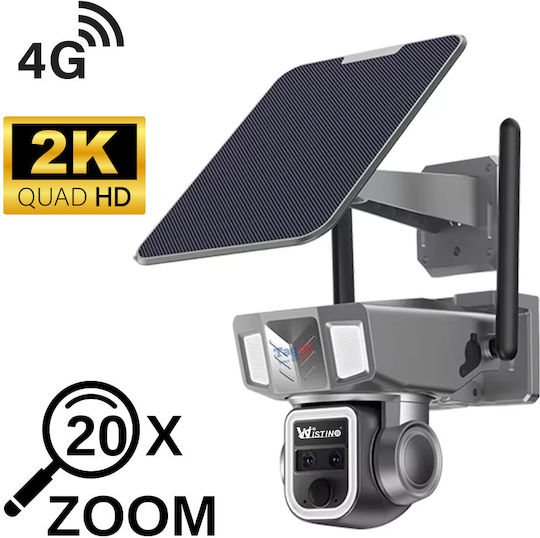 4g 2k Ultra Hd Surveillance Camera Dual Lens 20x Optical Zoom Solar Charging App-controlled Rotation Ip66 Water Resistant