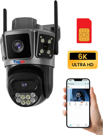 4g Sim Card Surveillance Camera 6k 10mp 3 Screens Automatic Tracking App Control Waterproof Full Color