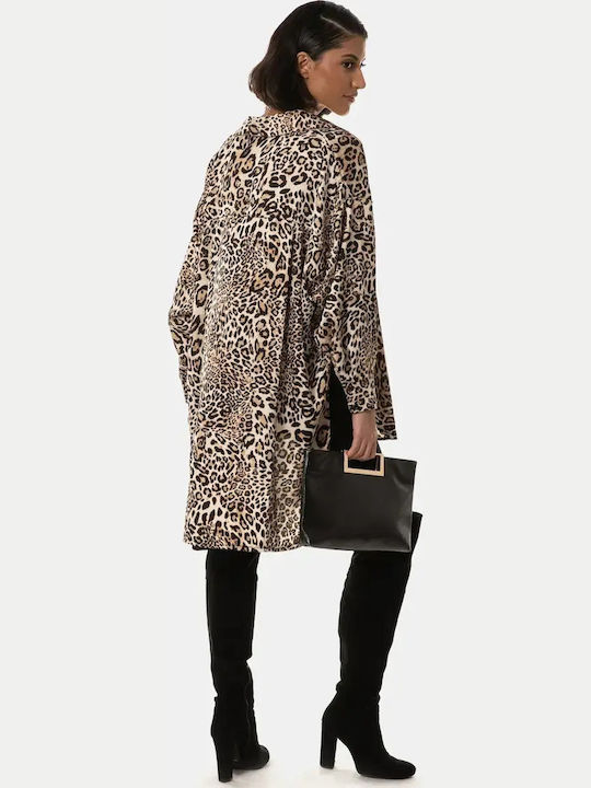 Oversized Animal Print Shirt Size One Size