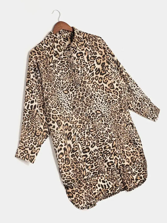 Oversized Animal Print Shirt Size One Size