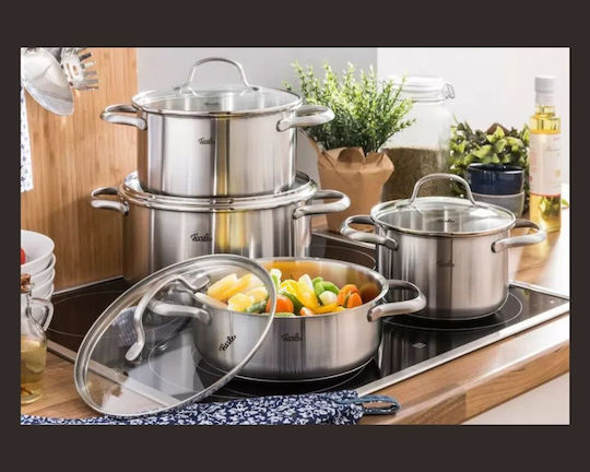 Fissler San Francisco Σετ Μαγειρικά Σκεύη από Ανοξείδωτο Ατσάλι Ασημί 5 τεμαχιών
