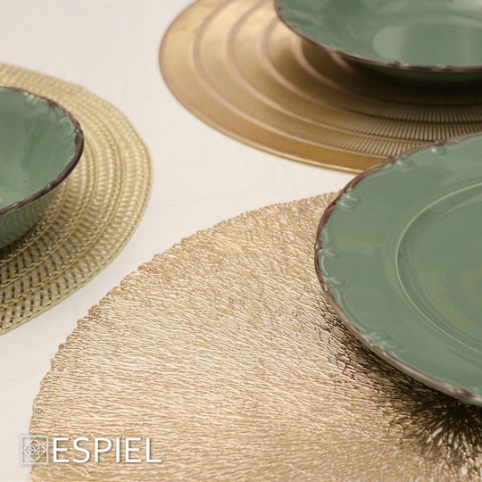 Espiel Platzdeckchen Rund Kunststoff Gold 38cm PUL408 1Stück