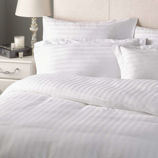 Astron Italy Oxford Set 2 Hotel Pillowcases Striped from Cotton & Polyester 52x72cm.