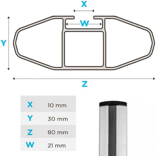 Menabo Aluminum Car Roof Bars Lince XL 135cm for BMW X5 5D 2013>2018 for Cars with Factory Roof Bars Set with Roof Rack Legs Silver