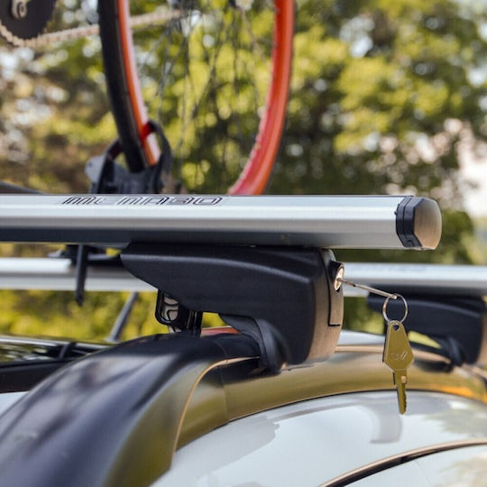 Menabo Car Roof Bars Aluminum Lince XL 135cm for Volvo V90 5D 2016 for Cars with Factory Bars Set with Roof Rack Legs Silver
