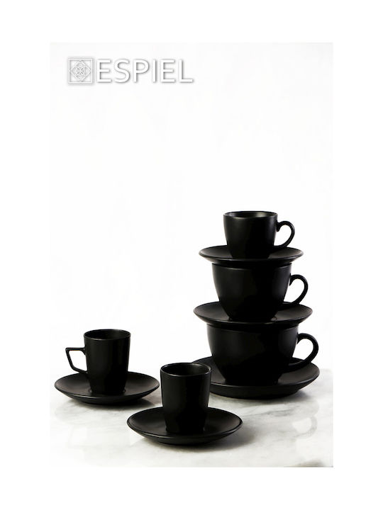 Espiel Morgan Κούπα από Πορσελάνη Μαύρη 310ml 6τμχ