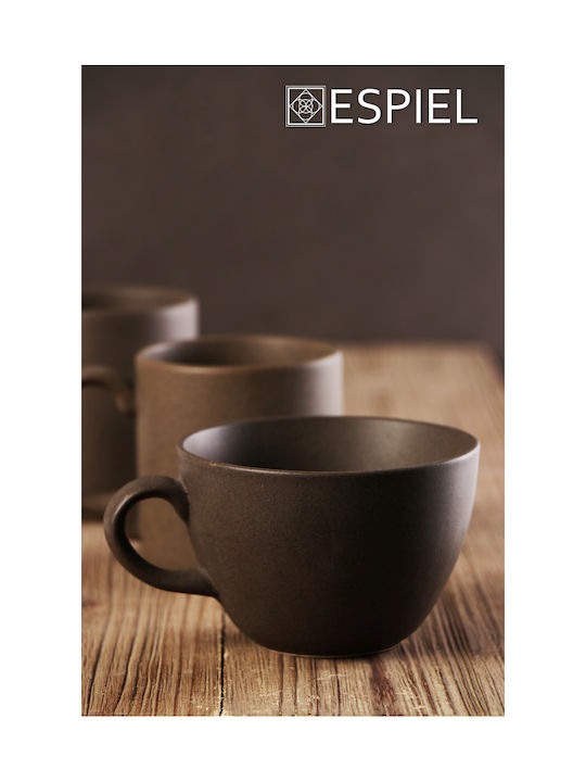 Espiel Morgan Κούπα Κεραμική Γκρι 330ml 6τμχ
