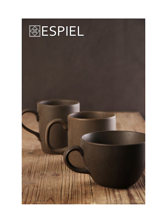 Espiel Morgan Κούπα Κεραμική Γκρι 330ml 6τμχ
