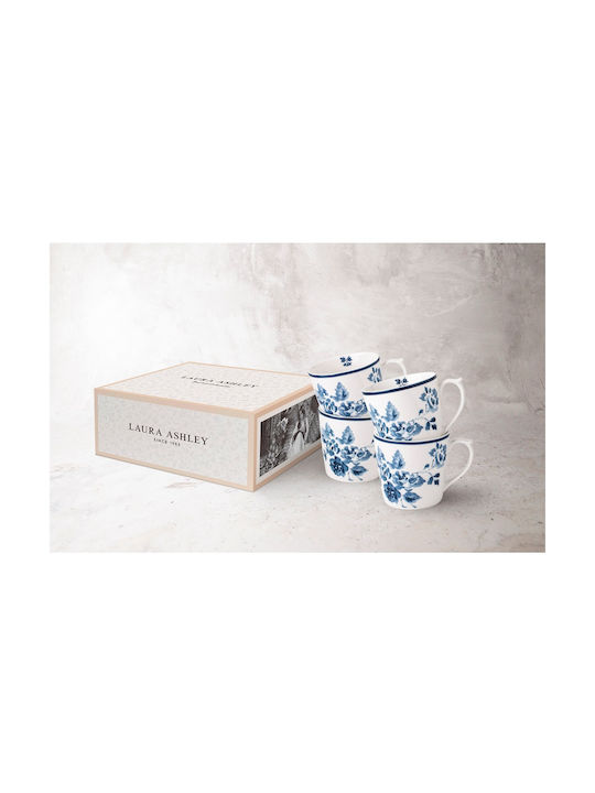 Laura Ashley Κούπα από Πορσελάνη Ροζ 320ml 4τμχ