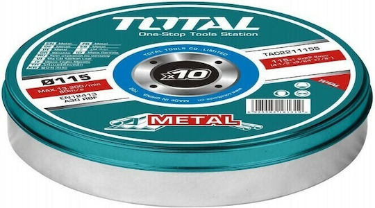 Total Δίσκος Κοπής Μετάλλου 115mm 10τμχ