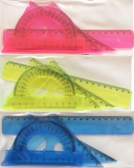 Metron Set 4 Instrumente Geometrice Plastice Transparente (Culori diverse)