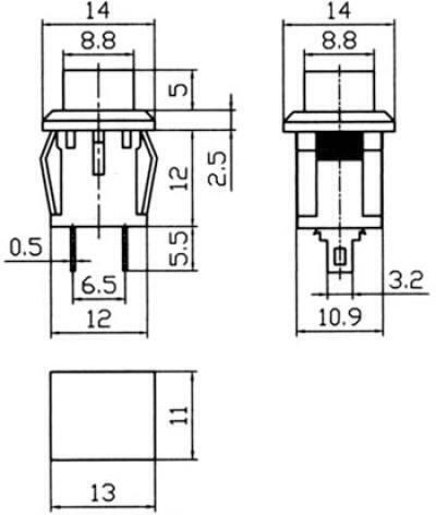 On-Off switch Pushbutton Yellow 1pcs