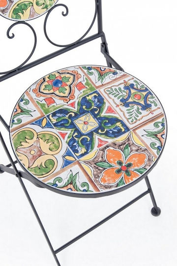 Scaun Paloma Negru-Multicolor 2 Bucăți 39x47x92 cm