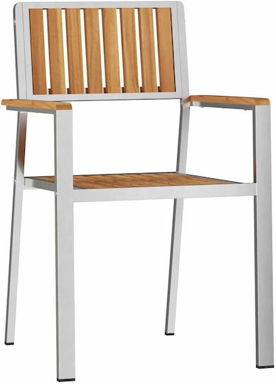 Outdoor Chair Wooden Silver 2pcs 56x62x87cm