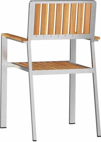 Outdoor Chair Wooden Silver 2pcs 56x62x87cm