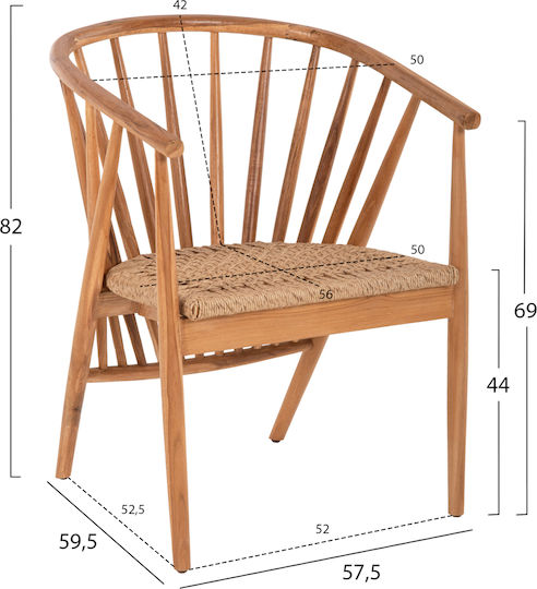 Outdoor Chair Teak 2 Pieces 60x63x82cm