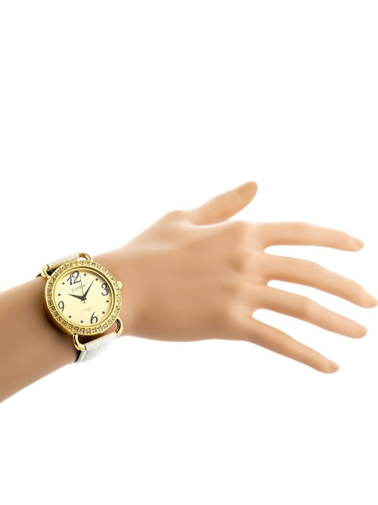 Extreim Γυναικείο Ρολόι 48mm Μπαταρίας με Λευκό Δερμάτινο Λουράκι