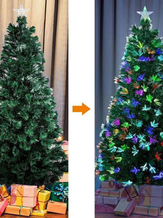 Brad de Crăciun 210cm cu Iluminare cu Fibre Optice