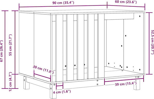 Dog House Waxed Brown 90 X 60 X 67 Cm Solid Pine Wood