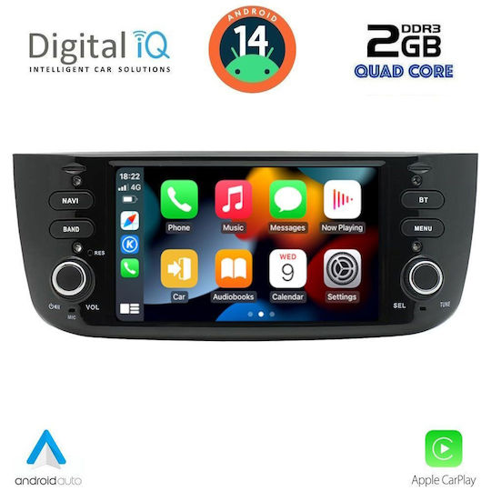 Digital IQ Car Audio System for Fiat Grande Punto 2007-2017 (Bluetooth/USB/AUX/WiFi/GPS/Apple-Carplay/Android-Auto) with Touch Screen 7"