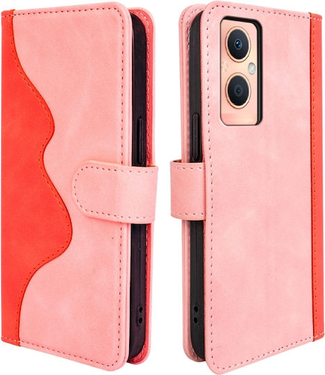 5g Ραφής Brieftasche Leder / Silikon Rosa (Oppo A96 5G)