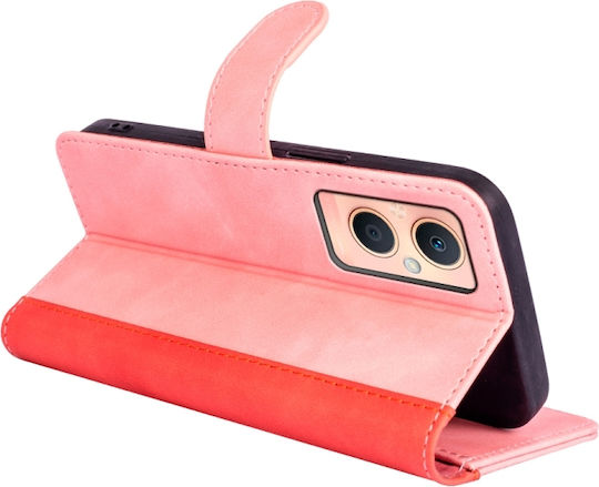 5g Ραφής Brieftasche Leder / Silikon Rosa (Oppo A96 5G)