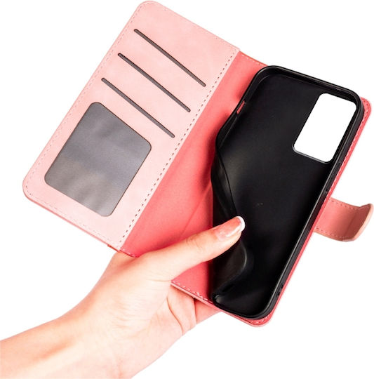 5g Ραφής Brieftasche Leder / Silikon Rosa (Oppo A96 5G)
