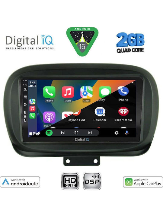 Digital IQ Car Audio System for Fiat 500X 2014-2022 (Bluetooth/USB/WiFi/GPS/Apple-Carplay/Android-Auto) with Touch Screen 9"