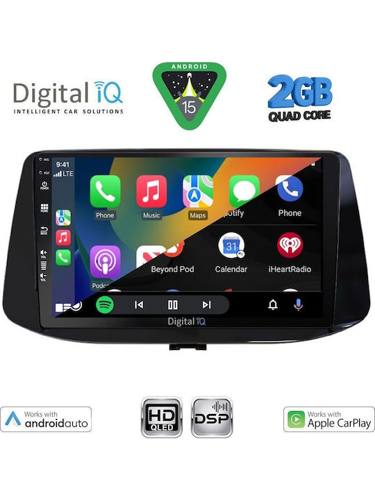 Digital IQ Car Audio System for Hyundai i30 2018 (Bluetooth/USB/WiFi/GPS/Apple-Carplay/Android-Auto) with Touch Screen 9"