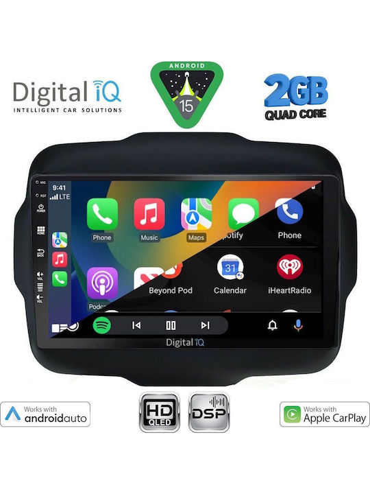 Digital IQ Car Audio System for Jeep Renegade 2014 (Bluetooth/USB/WiFi/GPS/Apple-Carplay/Android-Auto) with Touch Screen 9"