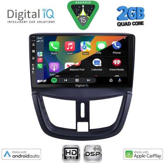 Digital IQ Car Audio System for Peugeot 207 2007-2014 (Bluetooth/USB/WiFi/GPS/Apple-Carplay/Android-Auto) with Touch Screen 9"