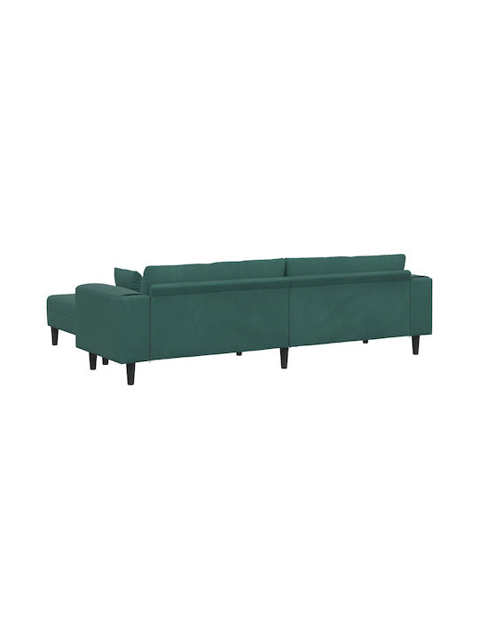 Colțar Canapea U-Shaped Catifea Verde Închis Cu Perne Decorative 250x77x76cm