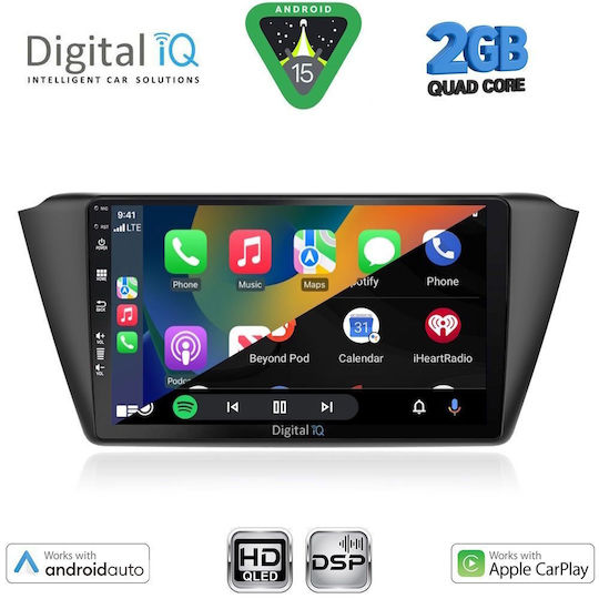 Digital IQ Ηχοσύστημα Αυτοκινήτου για Skoda Fabia 2015-2022 (Bluetooth/USB/WiFi/GPS/Apple-Carplay/Android-Auto) με Οθόνη Αφής 9"