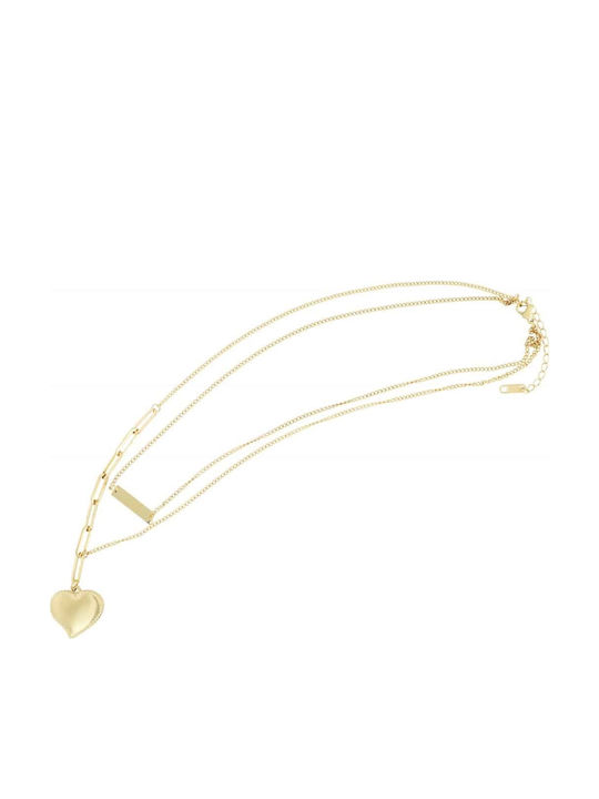 Akzent Necklace Double with design Heart from Gold Plated Steel
