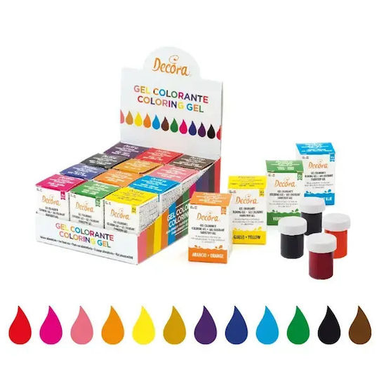 Decora Food Colouring Gel Multicolour Jar 12pcs 28gr